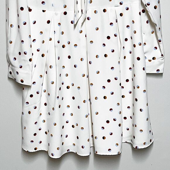 NWT ModCloth Pleasant Confidence Dress Polka Dot Tie Cream Pleats Pockets Sz 12 - Picture 6 of 8